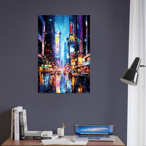Cyberpunk Neon Nightscape - Art-Deco Inspired Cyberpunk Canvas Art