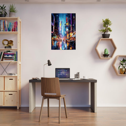 Cyberpunk Neon Nightscape - Art-Deco Inspired Cyberpunk Canvas Art