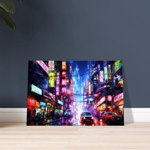 Cyberpunk Technicolor Metropolis - Art-Deco Inspired Cyberpunk Canvas Art