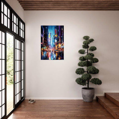 Cyberpunk Neon Nightscape - Art-Deco Inspired Cyberpunk Canvas Art