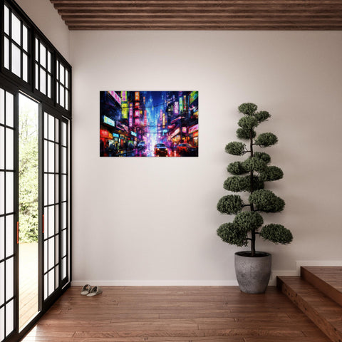 Cyberpunk Technicolor Metropolis - Art-Deco Inspired Cyberpunk Canvas Art