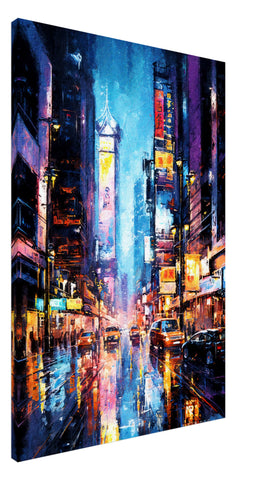Cyberpunk Neon Nightscape - Art-Deco Inspired Cyberpunk Canvas Art